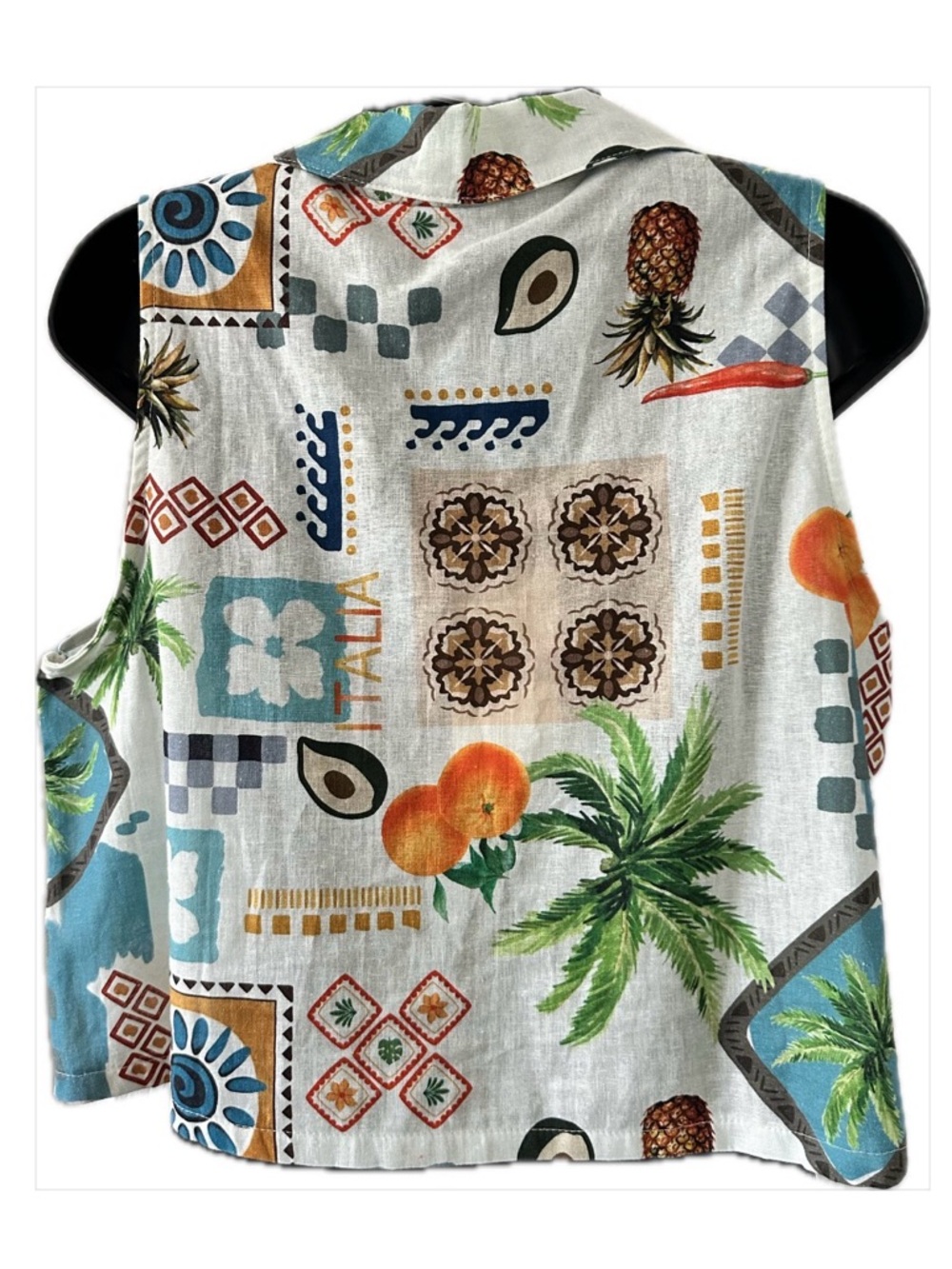 NWT ❤️ Terzo Millennio- Tropical Print Sleeveless Linen Blend Top - Picture 2 of 8